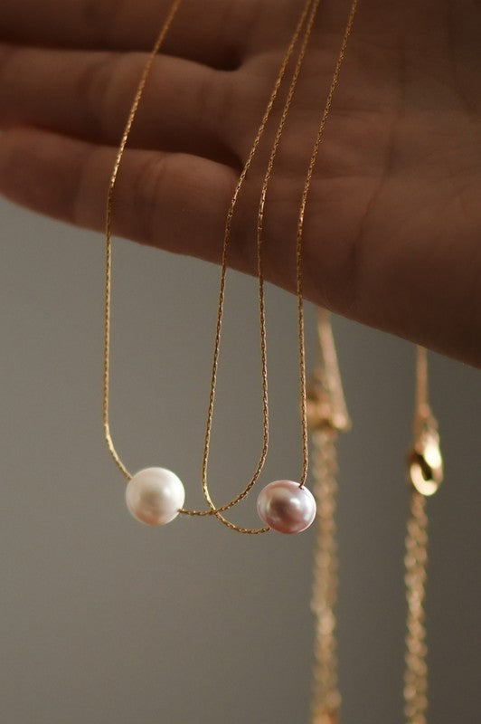 18K Gold Non-Tarnish Stainless Steel Pearl Necklace