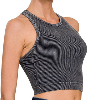 Washed Ribbed Padded Tank Top