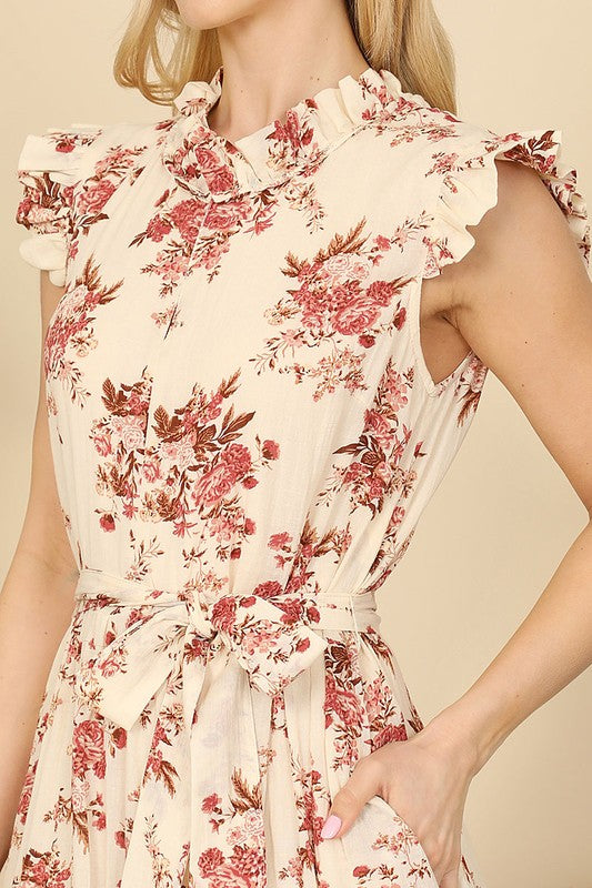 Floral Ruffle Sleeve Dress