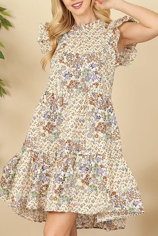 Multi Floral Print Boho Dress