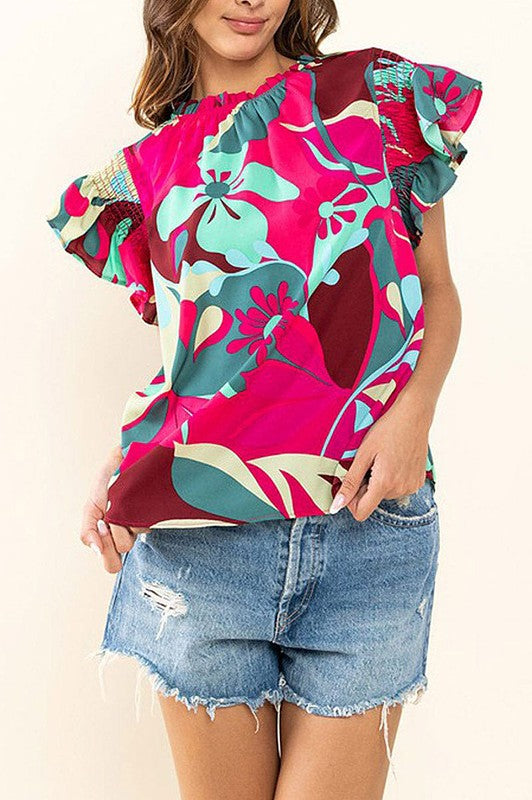 Floral Bloom Ruffle Top