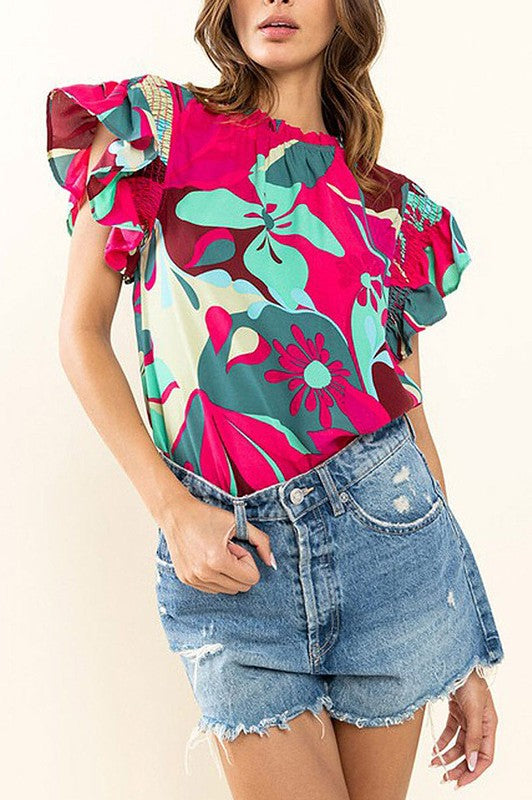 Floral Bloom Ruffle Top