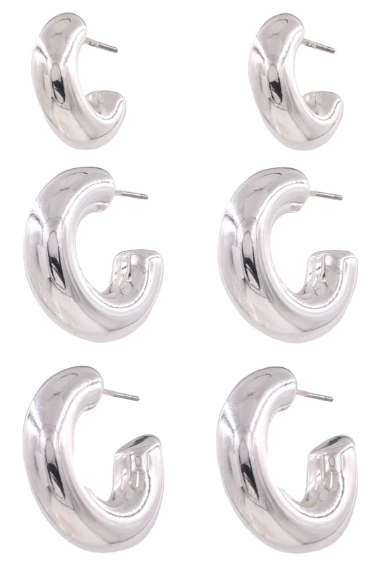 Metal Hoop Earring Set