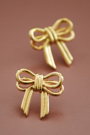 18K Waterproof Non-Tarnish Stainless Steel Bow Earrings