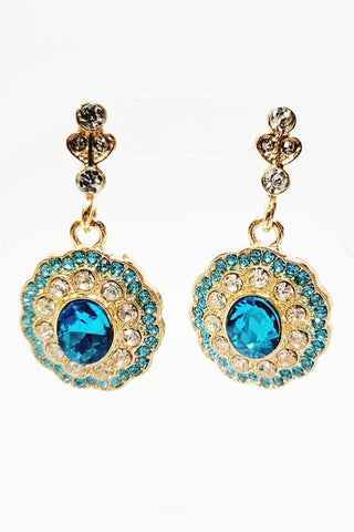 Two Tone Rhinestone Dangle Earrings