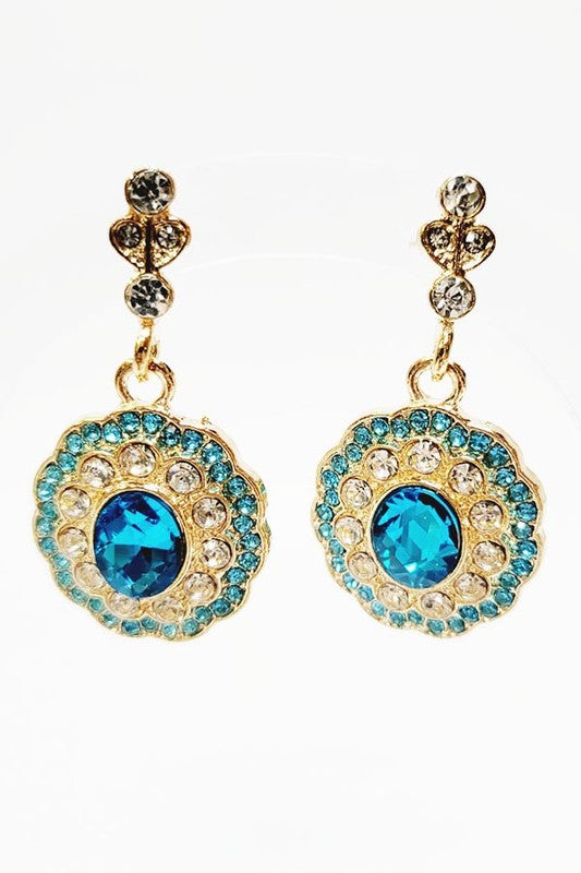 Two Tone Rhinestone Dangle Earrings