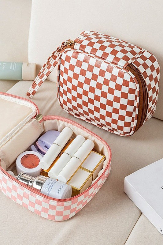 Checkered Cosmetic Bag