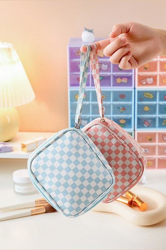 Checkered Cosmetic Bag