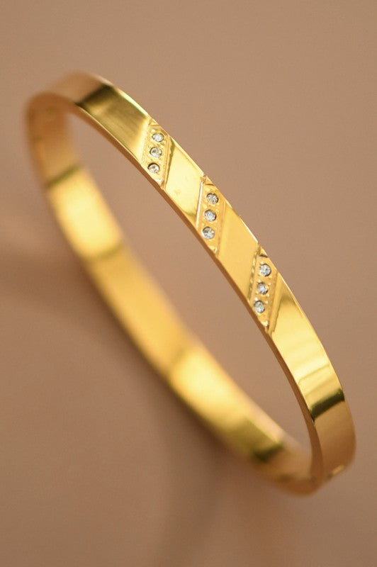 18K Waterproof Non-Tarnish Stainless Steel Gold Bangle