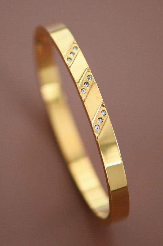 18K Waterproof Non-Tarnish Stainless Steel Gold Bangle