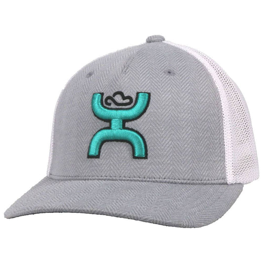 Hooey, "Coach" Grey/White Flexfit Hat