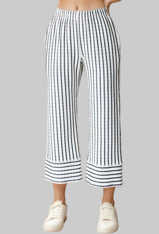 Plus Stripe Jacquard Cropped Pants