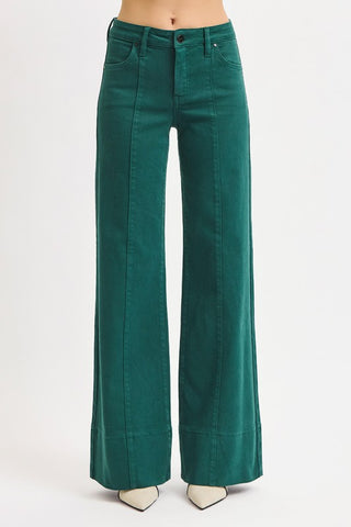 Risen, Hunter Green Wide Leg Jeans