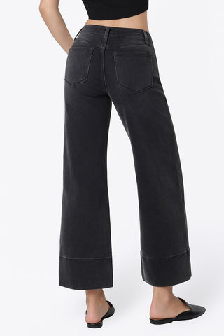 LoverVet Front Pintuck Crop Wide Jeans