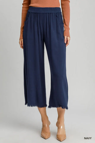 Frayed Wide-Leg Pants