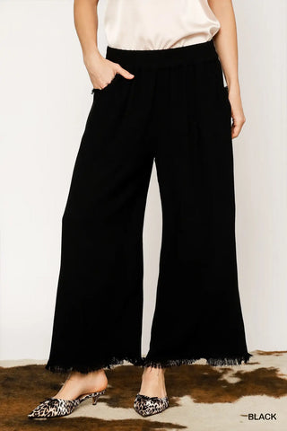 Frayed Wide-Leg Pants