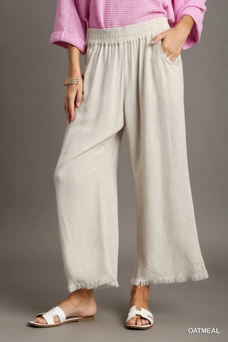 Frayed Wide-Leg Pants