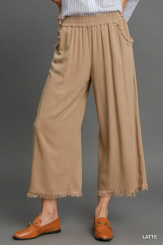 Frayed Wide-Leg Pants