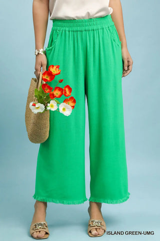 Frayed Wide-Leg Pants