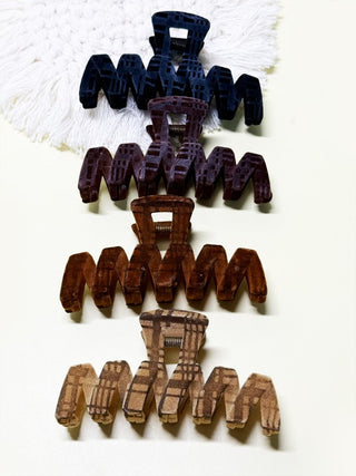 Zig Zag Velvet Checker Hair Claw Clips