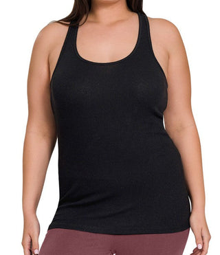 Plus Size Racer Back Cotton Rib Tank