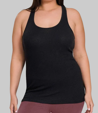 Plus Size Racer Back Cotton Rib Tank