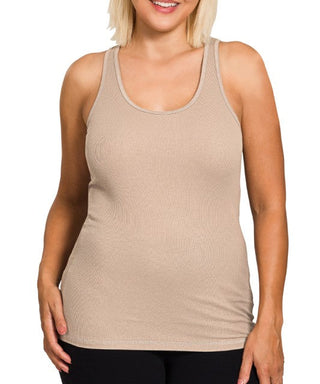 Plus Size Racer Back Cotton Rib Tank