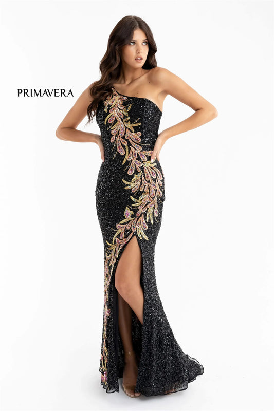 Primavera Couture, One Shoulder Beaded Formal