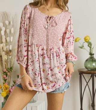 Floral Peasant Tunic Top