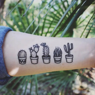 Nature Tats Potted Cactus Temporary Tattoo