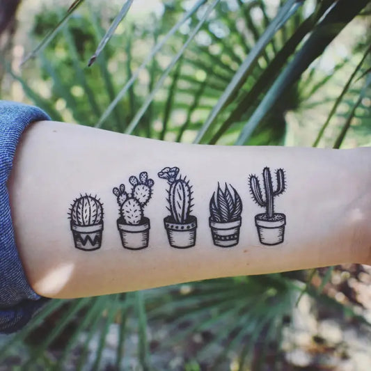 Nature Tats Potted Cactus Temporary Tattoo