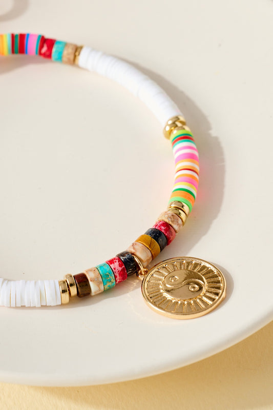 Yin Yang Disc & Stone Blue Key Ring