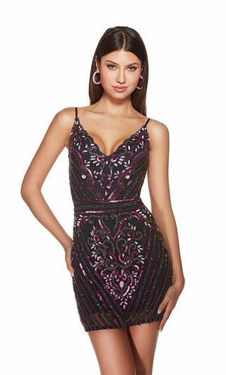 Alyce Paris, Navy Magenta Sequin Cocktail