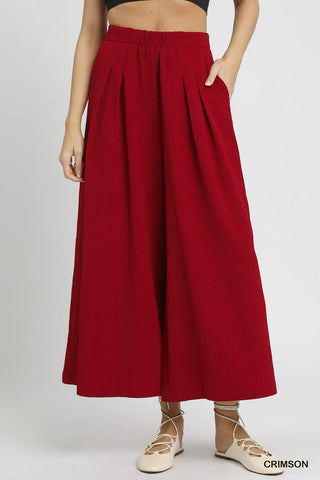 Crimson Wide-Leg Trouser