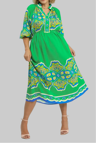 Plus Border Print Midi Dress