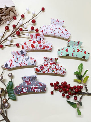 Christmas Print Hair Claw Clip