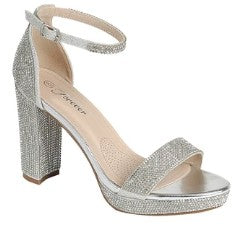 Ankle Strap Sequined Chunky Heel