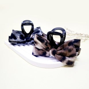Leopard Print Fabric Hair Claw Clip