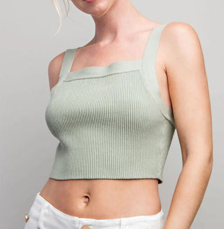 Solid Ribbed Crop Tank