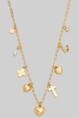 Gold Cross & Heart Necklace