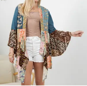 Patchwork Long Embroidered Kimono