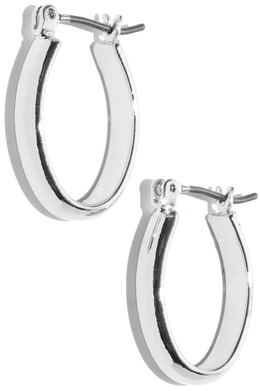 Silver Oval Hinge Earrings