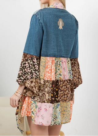 Patchwork Long Embroidered Kimono