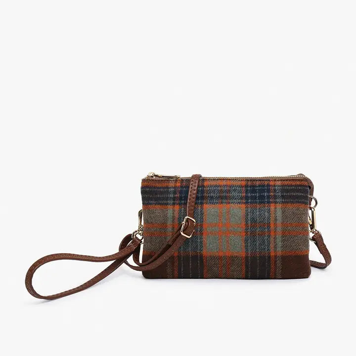 Riley Plaid 3 Compartment Crossbody/Wristlet