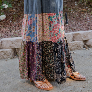 Denim Patchwork Wide Leg Pants