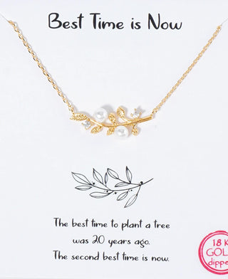 Best Time is Now Gold/pearl Necklace