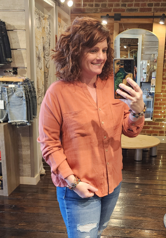 Linen Casual, Long Sleeve Top