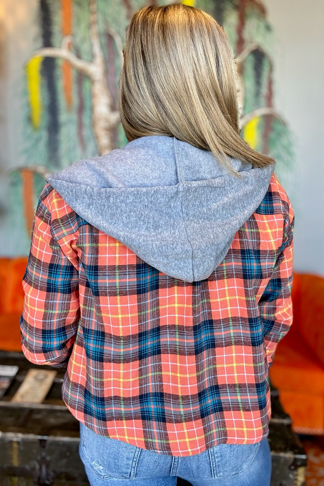 Flannel Hoodie Crop