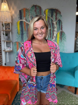 Multi Color/Print Kimono