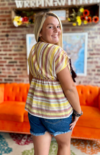 Polly Peplum Striped Top